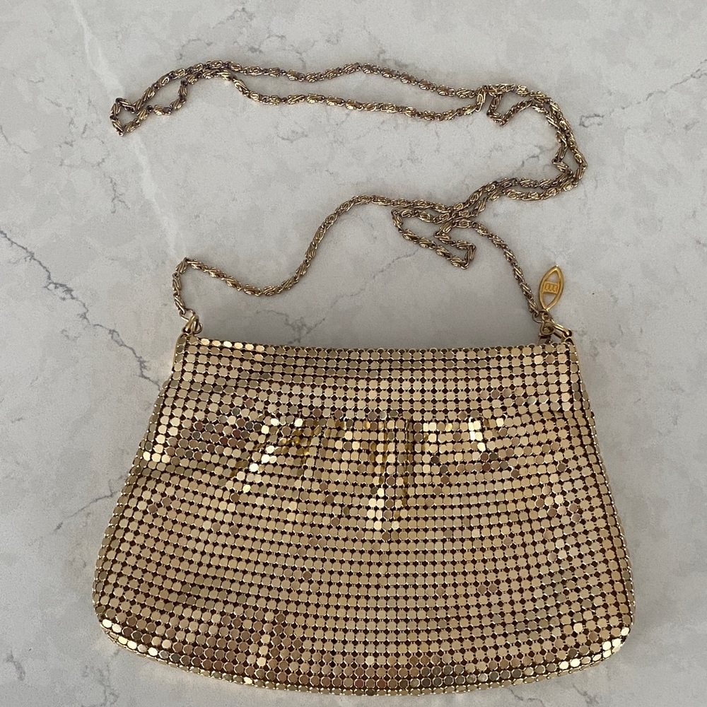 Gold Mesh Y2K Vintage Evening Bag with chain